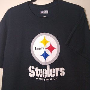 Pittsburgh Steelers Logo NFL Team Apparel Graphic T Shirt Black Size L